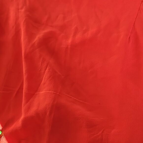 Joe Fresh Ladies Silk Blouse Elastic Waist With Peplum Hem Small Red - Picture 15 of 16